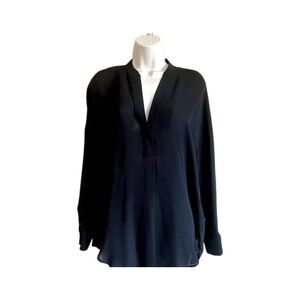 Vince Navy Blue Silk Popover Blouse